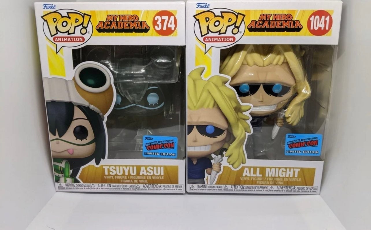My Hero Academia NYCC Con Sticker Tsuyu Asui & All Might Funko Pops