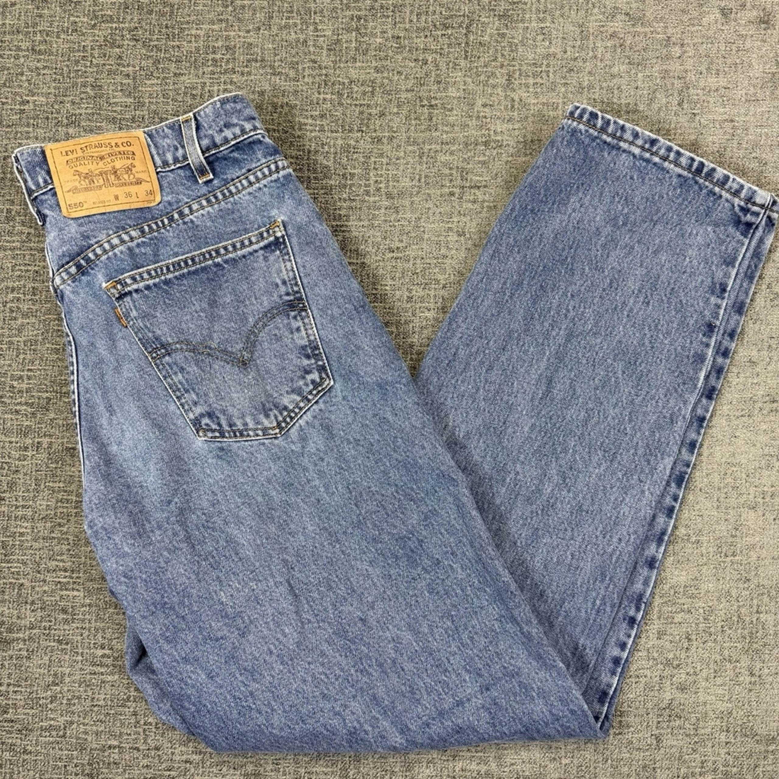 VTG Levis 550 Jeans Mens 36X34* (34X34) Blue Relaxed Fit Medium Wash Orange Tab