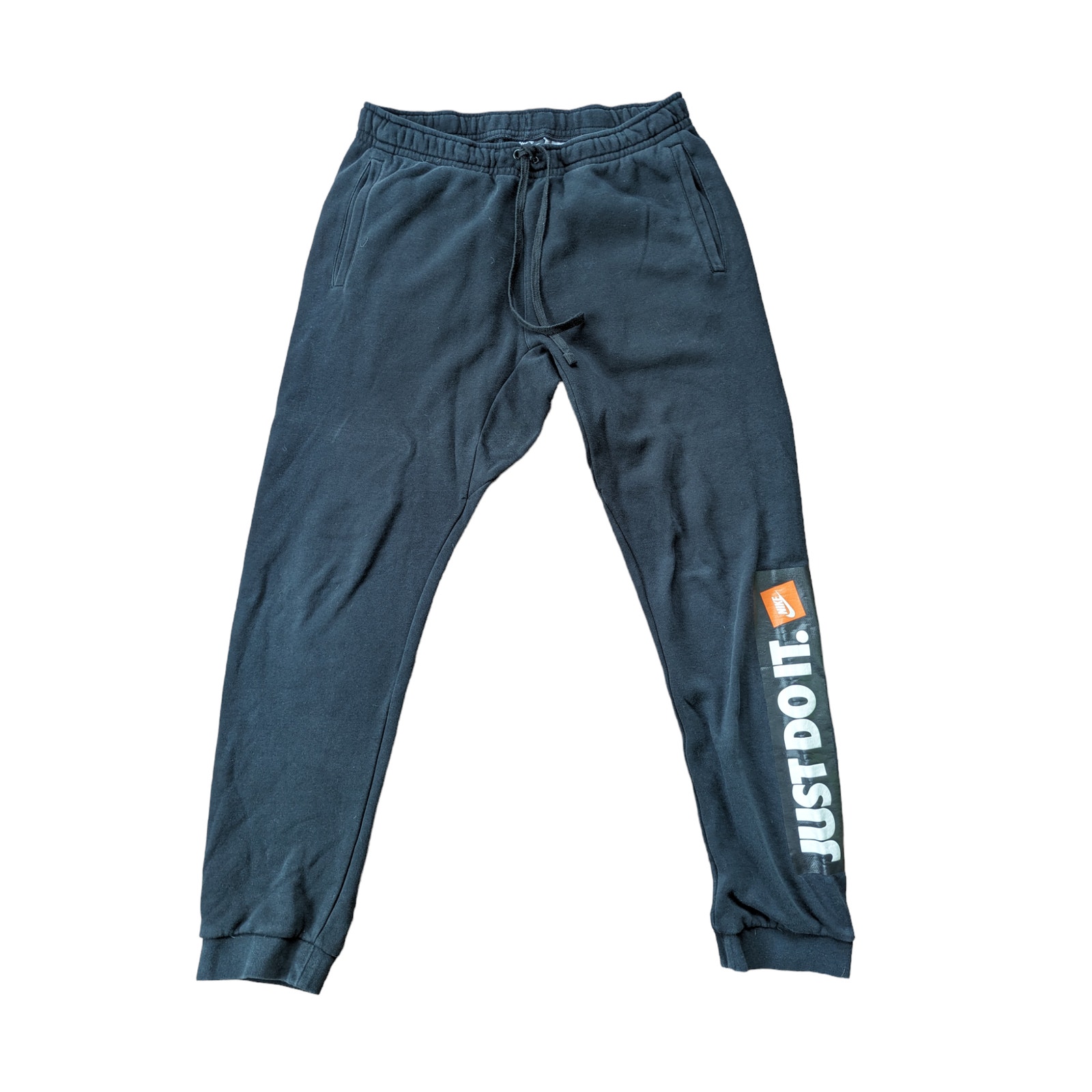 NIKE SPORTSWEAR JUST DO IT MEN'S JOGGERS SWEATPANTS BLACK ORANGE LOGO SIZE L