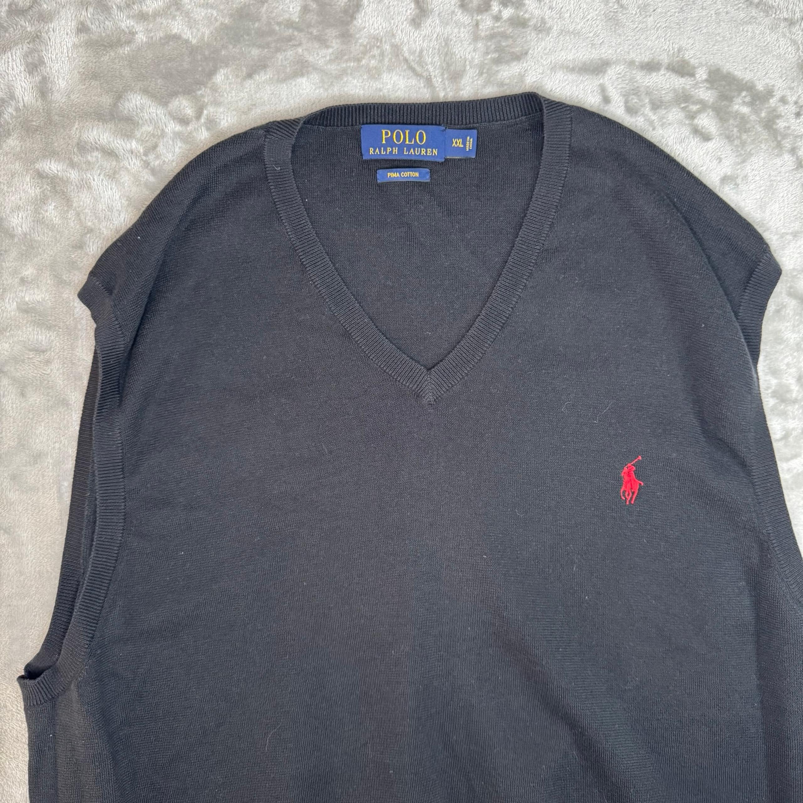 Polo Ralph Lauren Sweater Vest Mens Size XXL Black Pullover Pima Cotton Golf