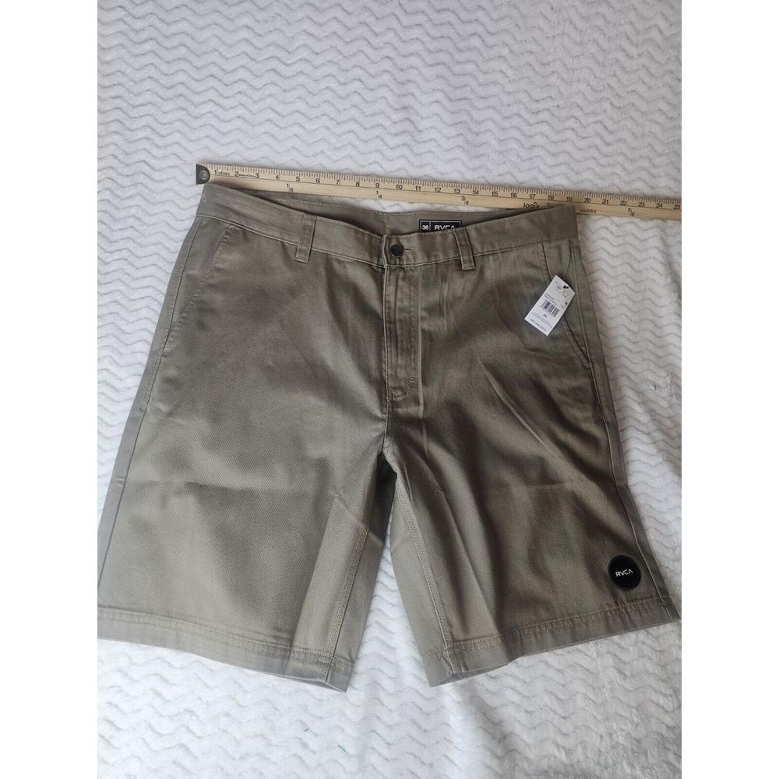 RVCA 19" Mid-Length Hybrid Chino Shorts Beige Board Shorts Mens 36 $80