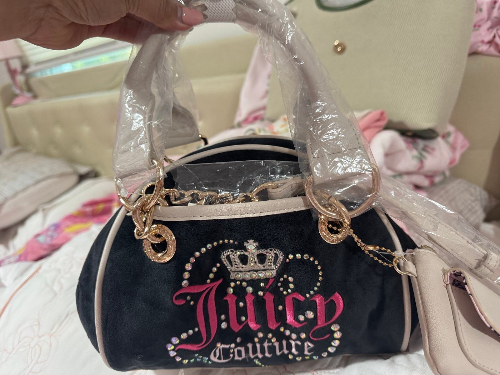 NWT VIRAL Juicy Couture Black Dreamy Satchel Liquorice Bag Purse