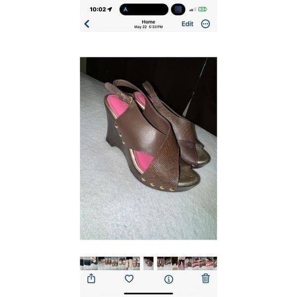 Lilly Pulitzer brown leather wedges size 8