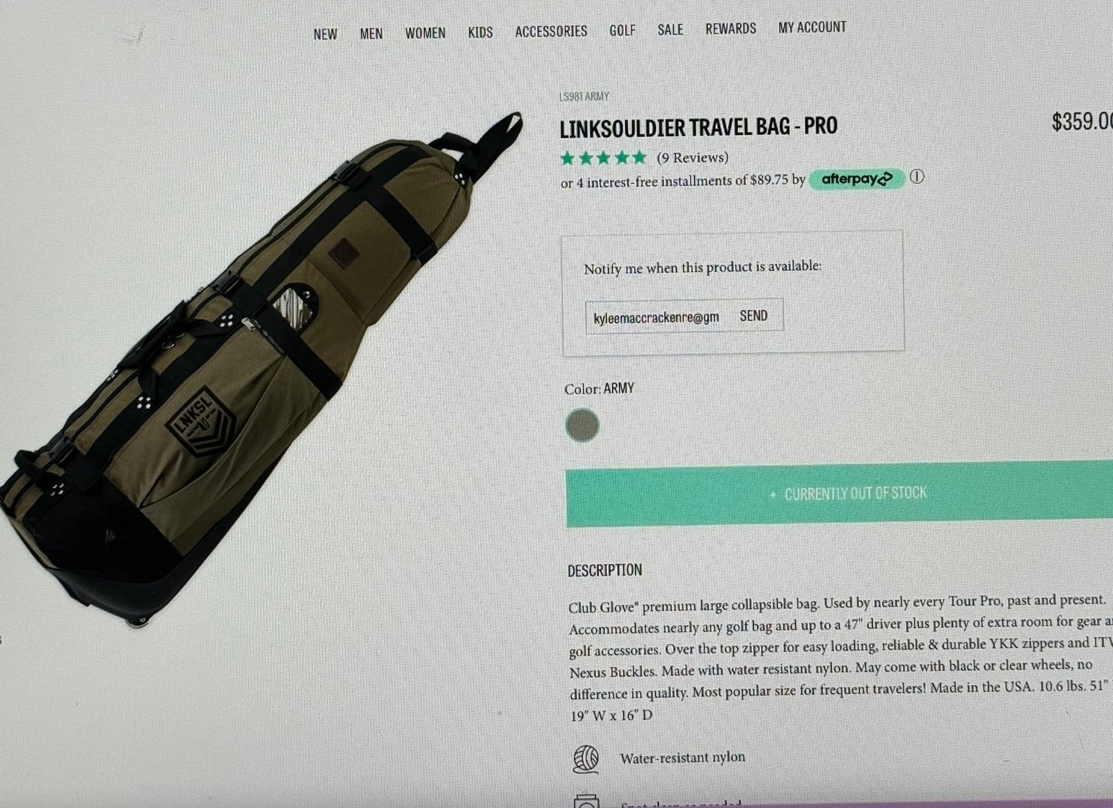 Linksoul travel golf bag