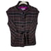 CAbi Multicolor Plaid Tweed Button Up Mock Neck Lined Vest Belted Pockets L