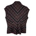 CAbi Multicolor Plaid Tweed Button Up Mock Neck Lined Vest Belted Pockets L