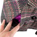 CAbi Multicolor Plaid Tweed Button Up Mock Neck Lined Vest Belted Pockets L