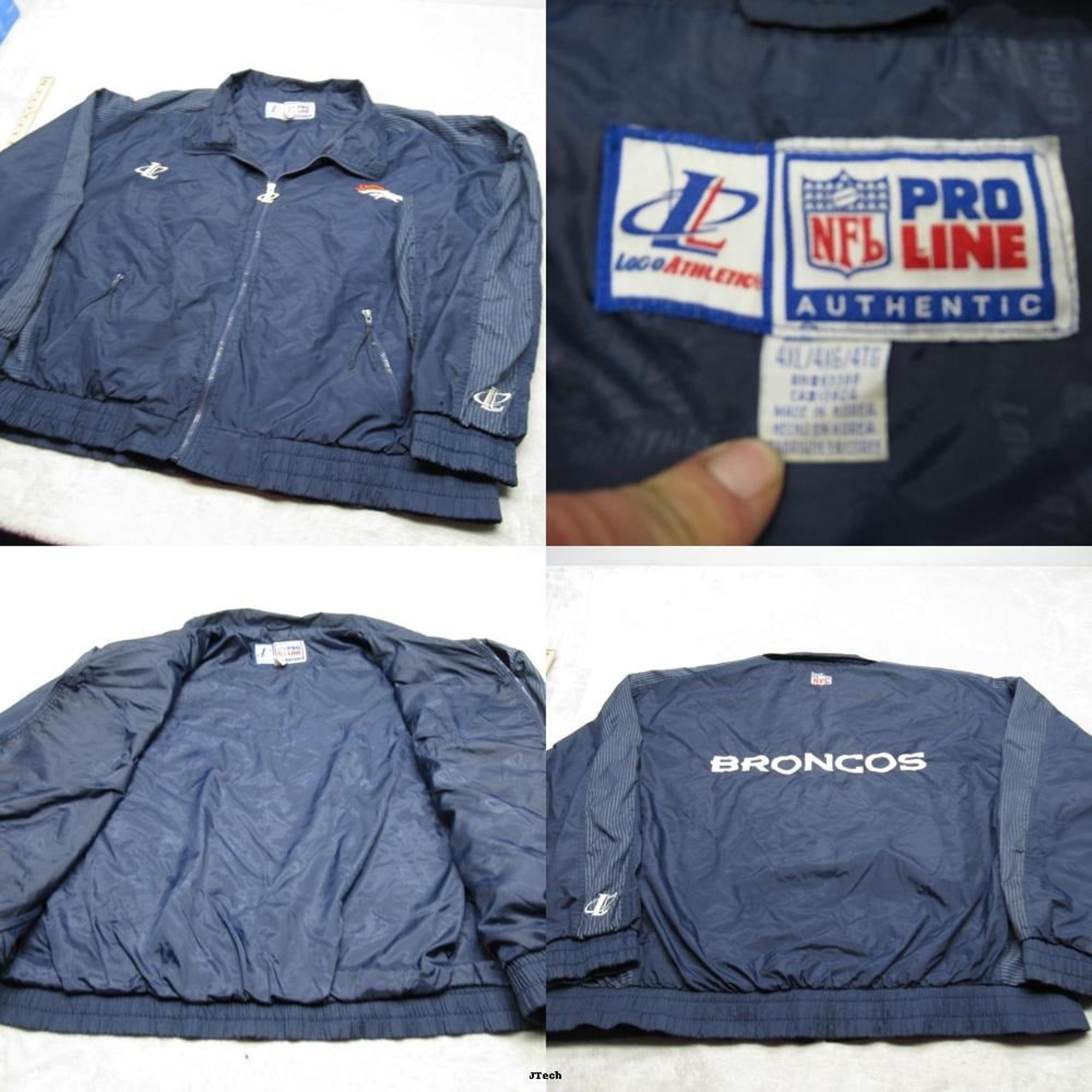 Vintage Denver Broncos Jacket Men 4XL Blue Logo Athletic NFL Zip Windbreaker