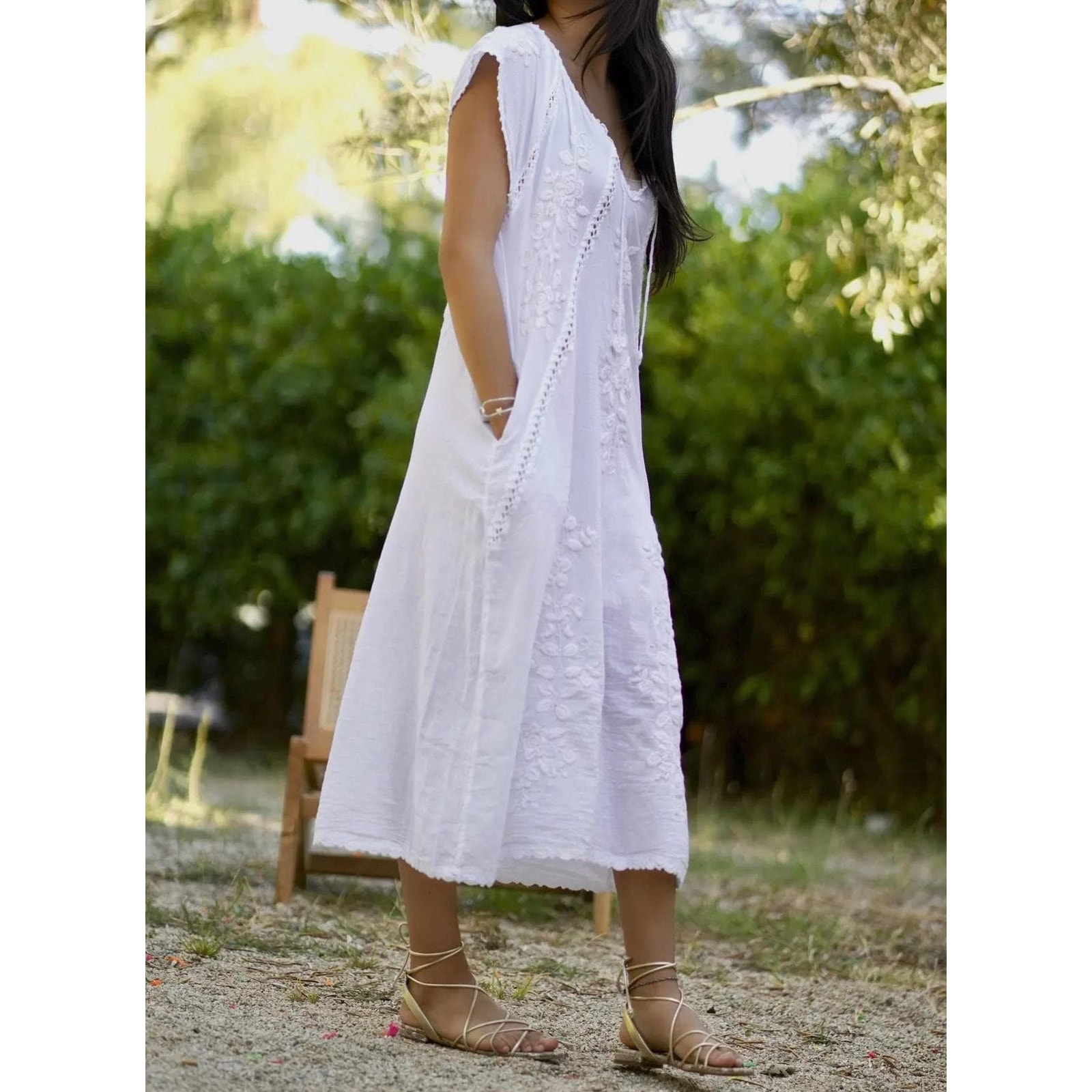 Hand Embroidered Organic Cotton Dress