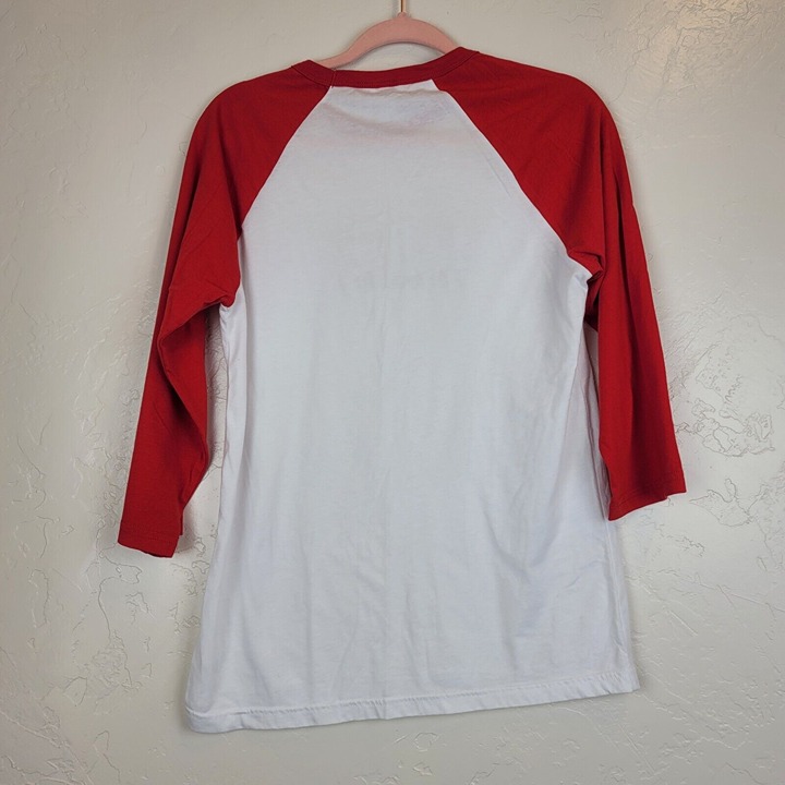Shirt Womens Size Medium Christmas Shirt Fa La La Baseball Sleeve White Red Hand