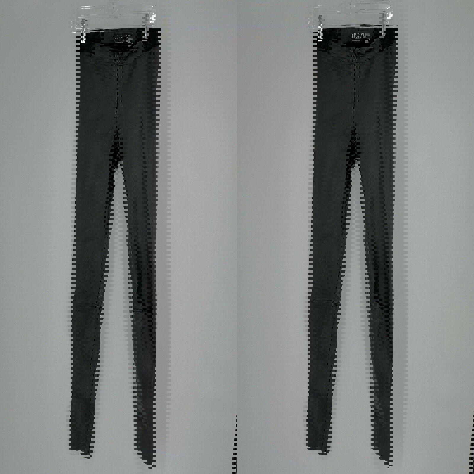 Alice + Olivia leggings womens 6 black lamb leather low rise y2k 90s front zip