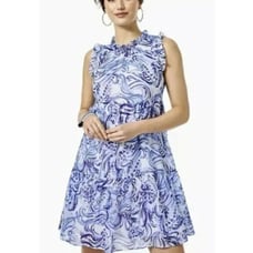 LILLY PULITZER Jazzy Dress Large Don't Be Jelly Blue Ruffle Sleeveless Beach NWT