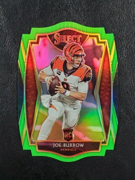 SP RC JOE BURROW ROOKIE DIE CUT NEON GREEN PRIZM SELECT 2020 PANINI #146 BENGALS