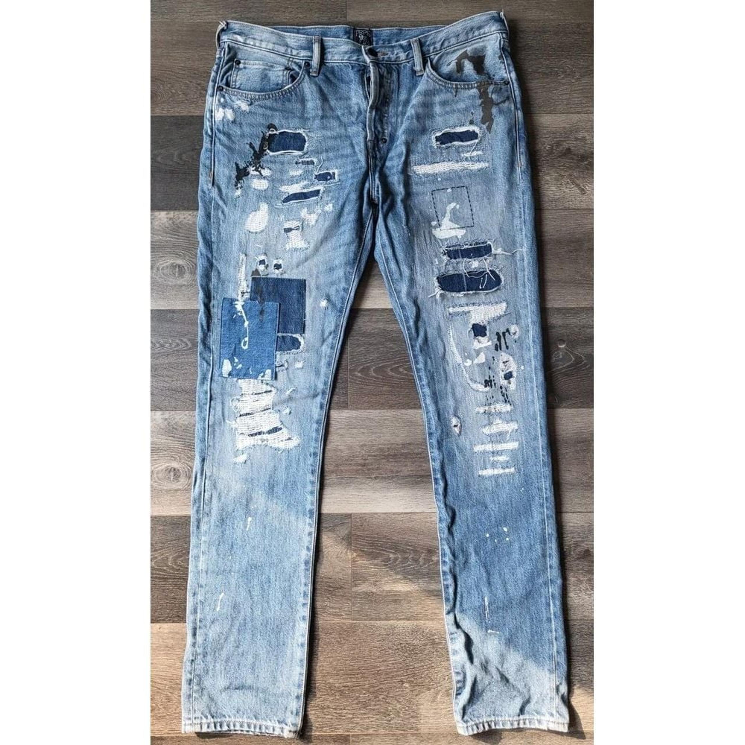 PRPS Goods & Co. Mens D-Harmon Rip Repair Paint Splatter Jeans RARE Size 34