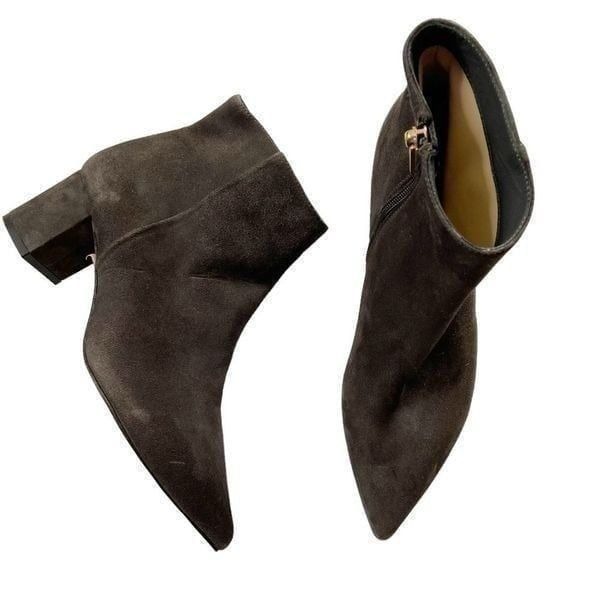 NEW L'AGENCE Jeanne Suede Block Heel Pointed Toe Bootie size 39 8.5