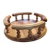 Oak Wood Lazy Susan Turntable Condiment Server Ornate Spindle Side Rail Gift Vtg