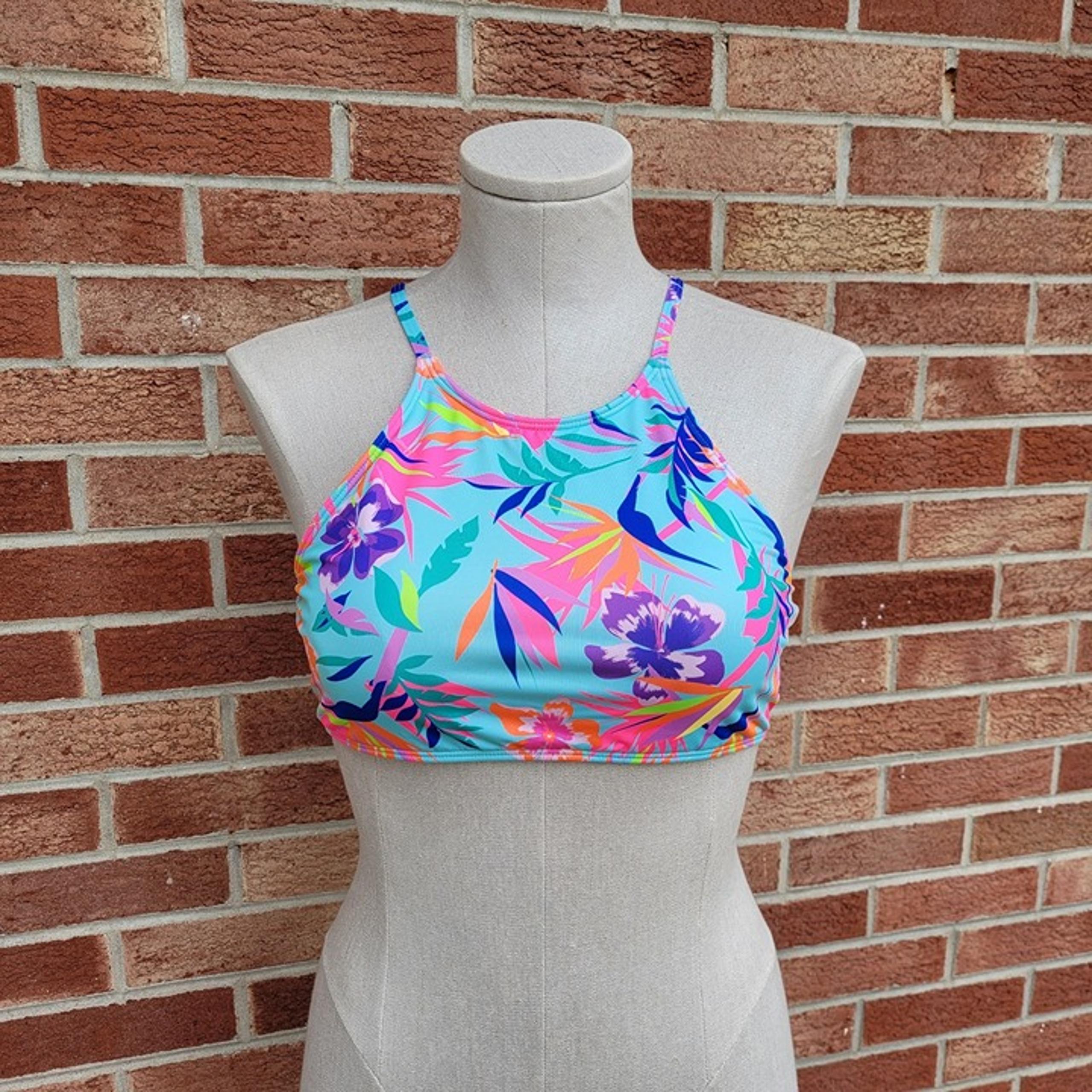Lands' End Bikini Top Women's Size 16 Blue Floral