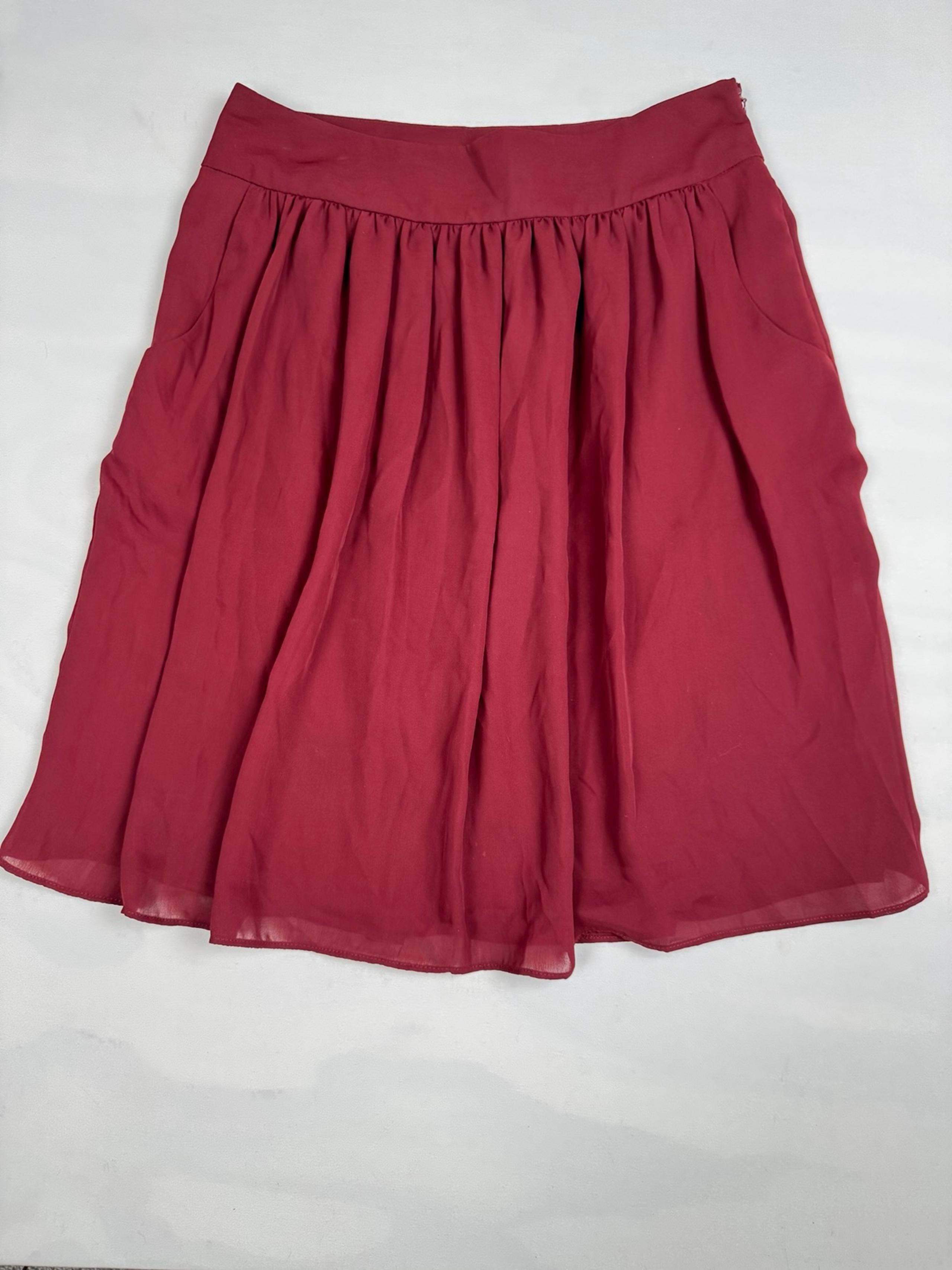Ann Taylor Lined A-Line Panel Skirt Burgundy Women’s Size 8 Petite