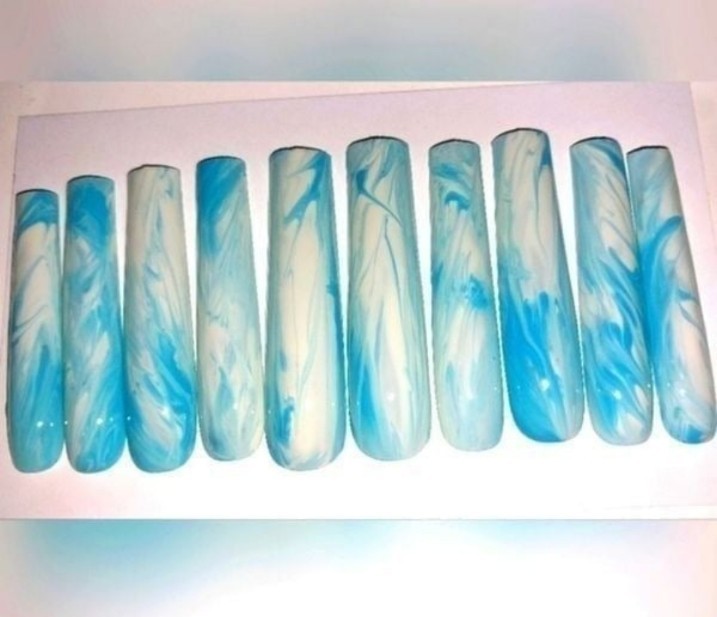 Hand crafted custom 10pc xxl long acrylic press on nails sz large