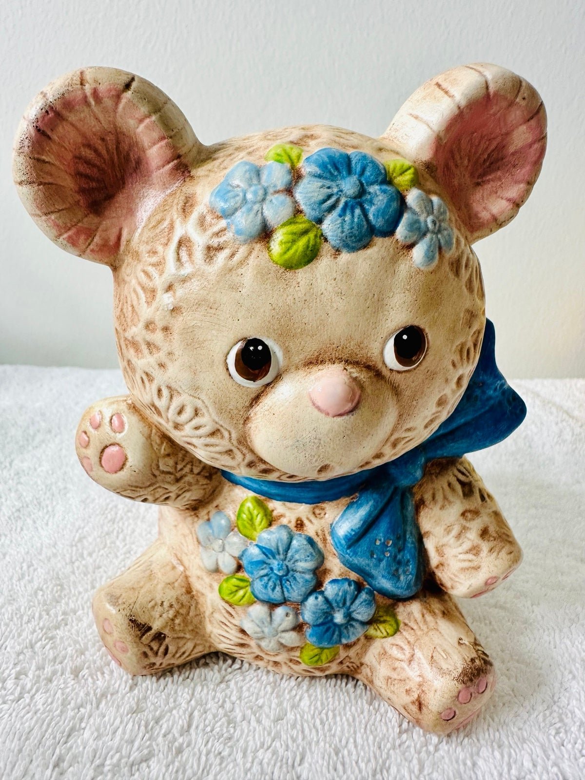Vintage Inarco Japan Ceramic Planter Baby Shower Nursery Décor Teddy Bear Vase