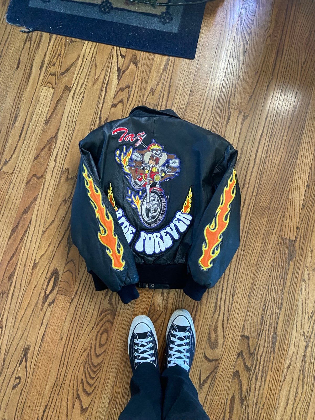 Vintage looney tunes taz leather jacket