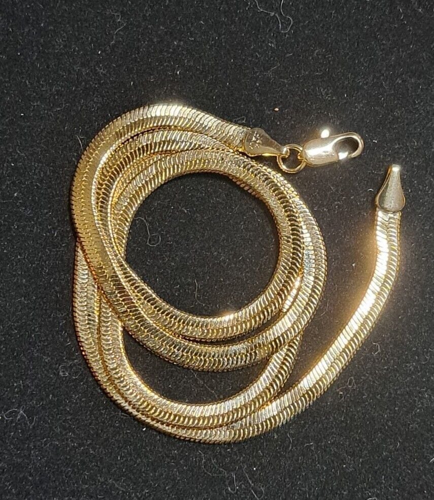 *14k* Marked GOLD PLATED 5mm Herringbone Necklace Chain 24 *MADE IN ITALY*
