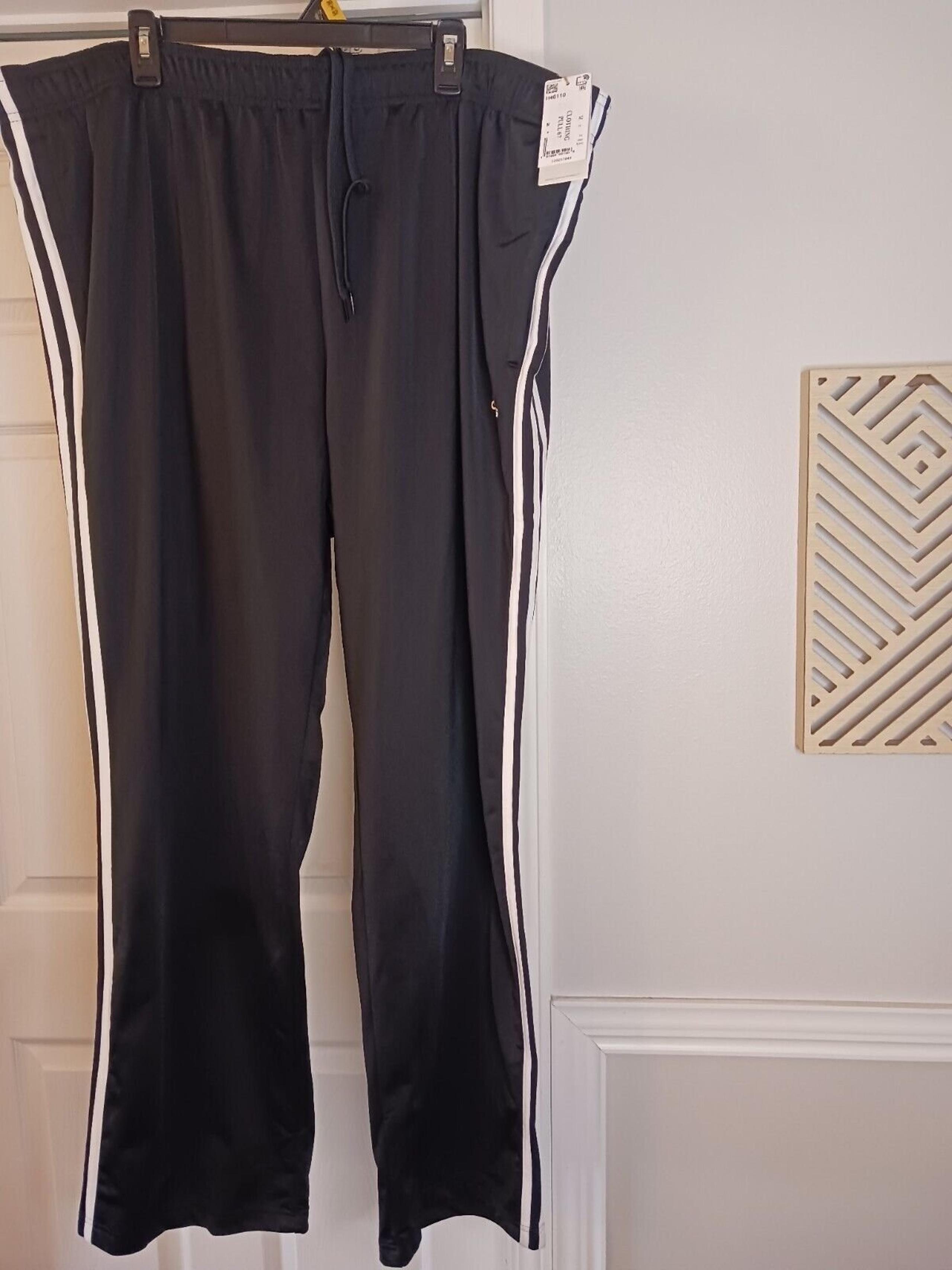 Adidas Pants Mens 4XL Black White Striped Essentials Warm Up Open Hem Track