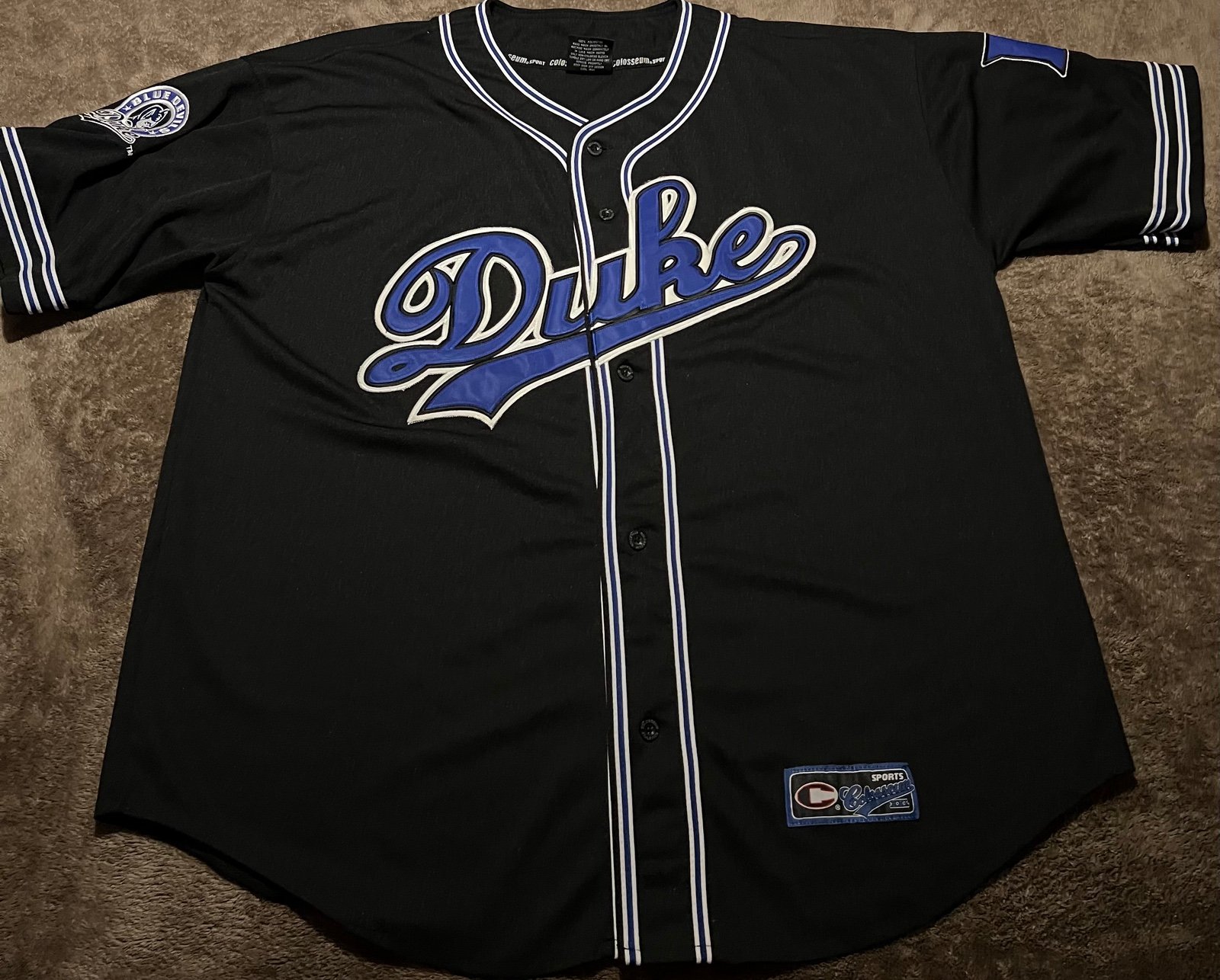 Vintage Duke Blue Devils Black Baseball Style Jersey Colosseum