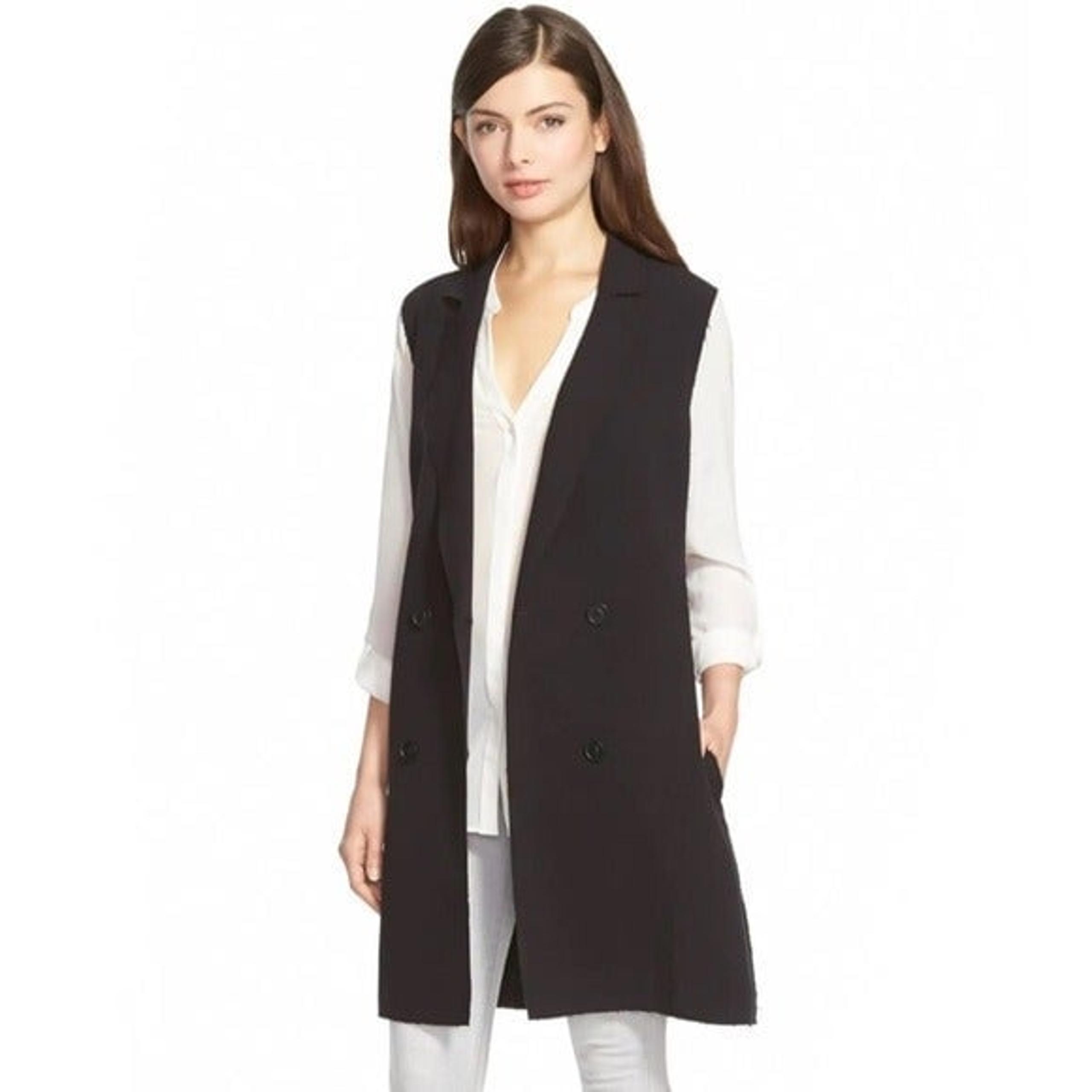Women's TROUVE Black Sleeveless Long Vest Jacket Sz M EUC