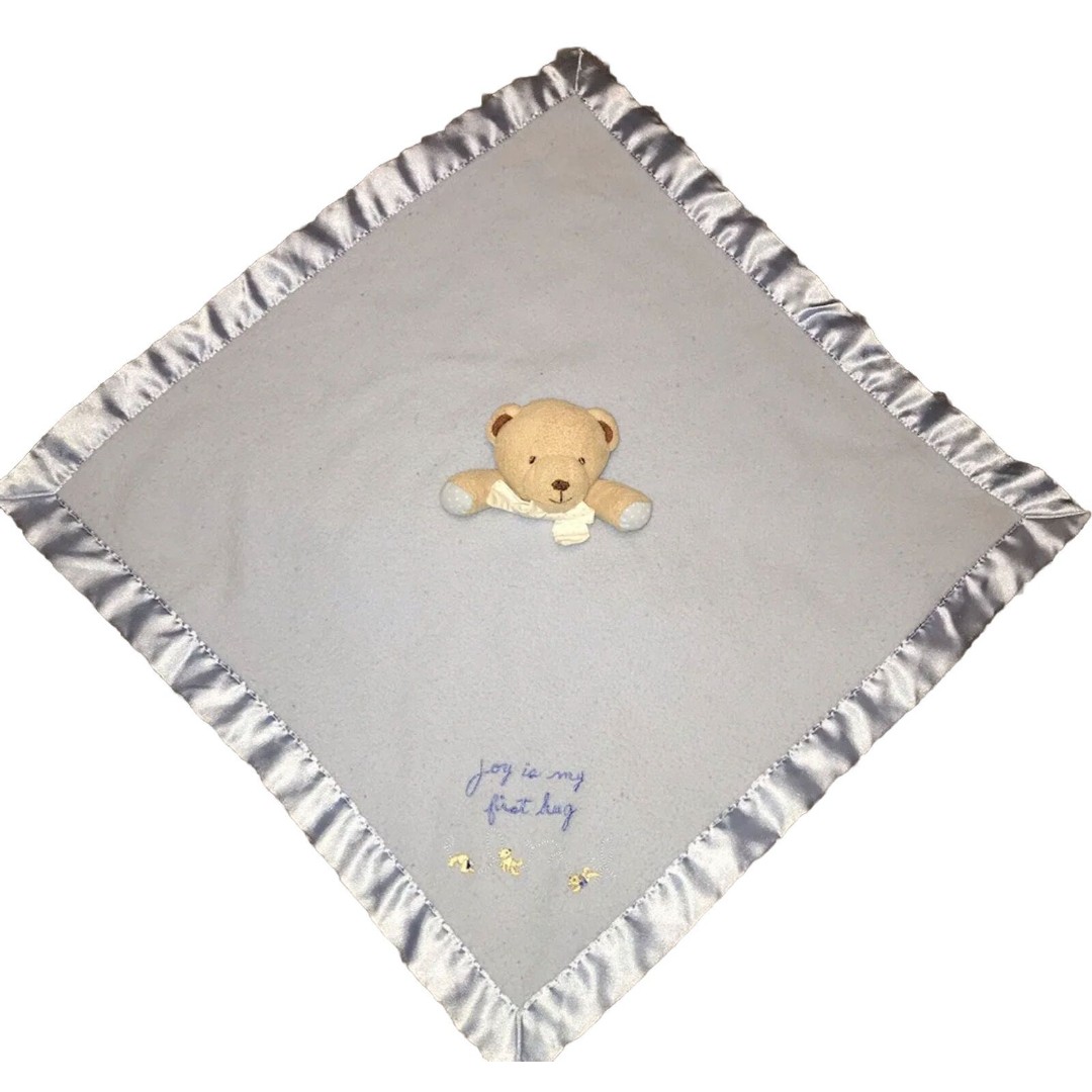 CARTERS Security Blanket Blue bear Joy is my First Hug Snuggle Bud Lovey Vintage
