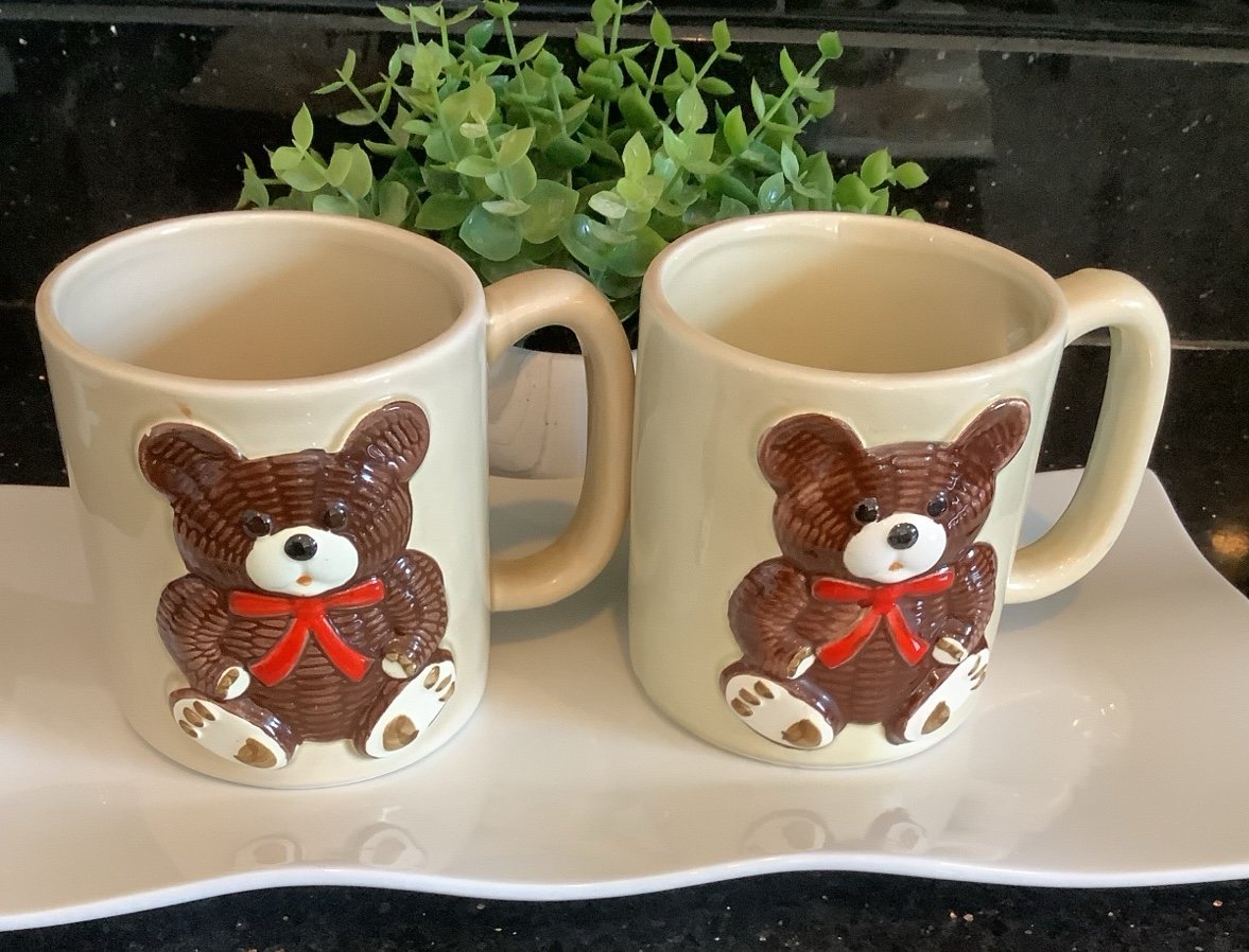 Otagiri Coffee Mug Cup 3D Teddy Bear Vintage Perfect all sticker's complete.