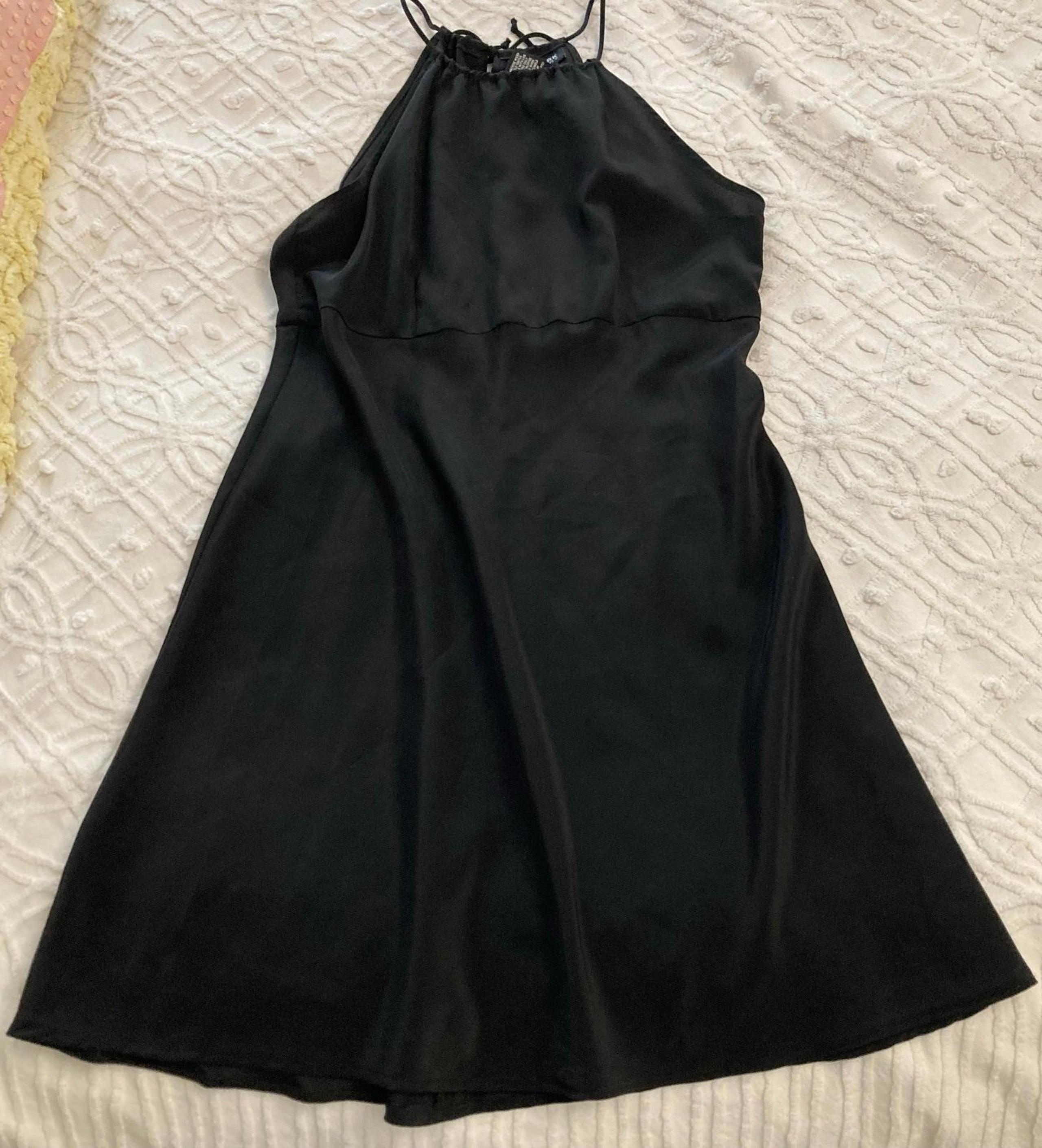 New York & Co Women’s Halter Dress Mini Sz 6 Black Semi-sheer VTG 90’s