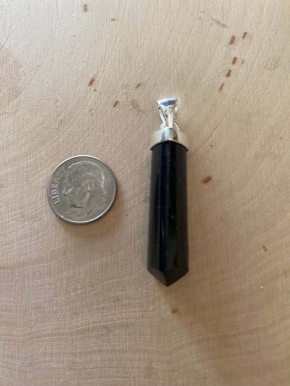 Black Onyx and 925 Sterling Silver Point Pendant