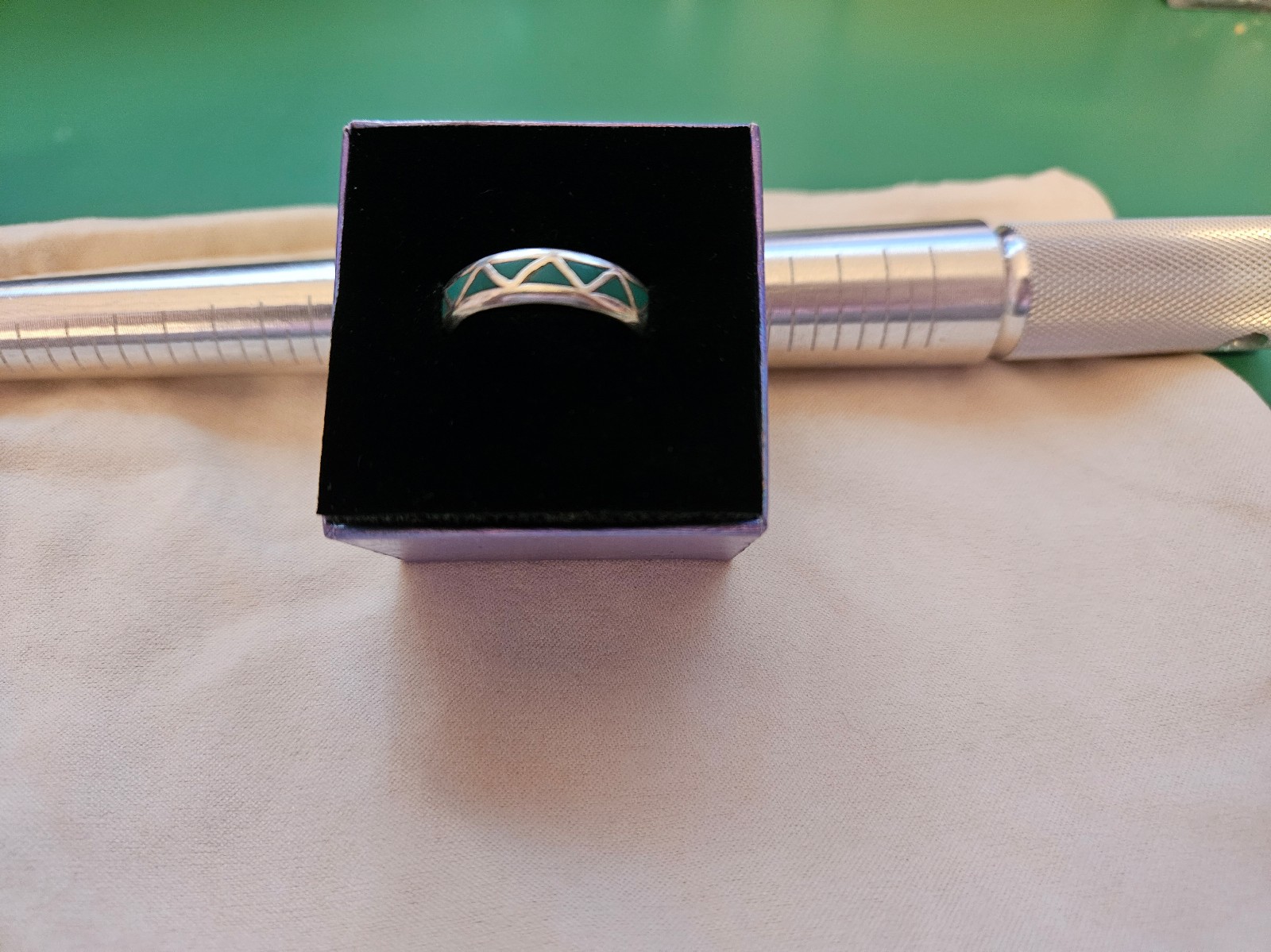 Turquoise and sterling silver ring, size 12