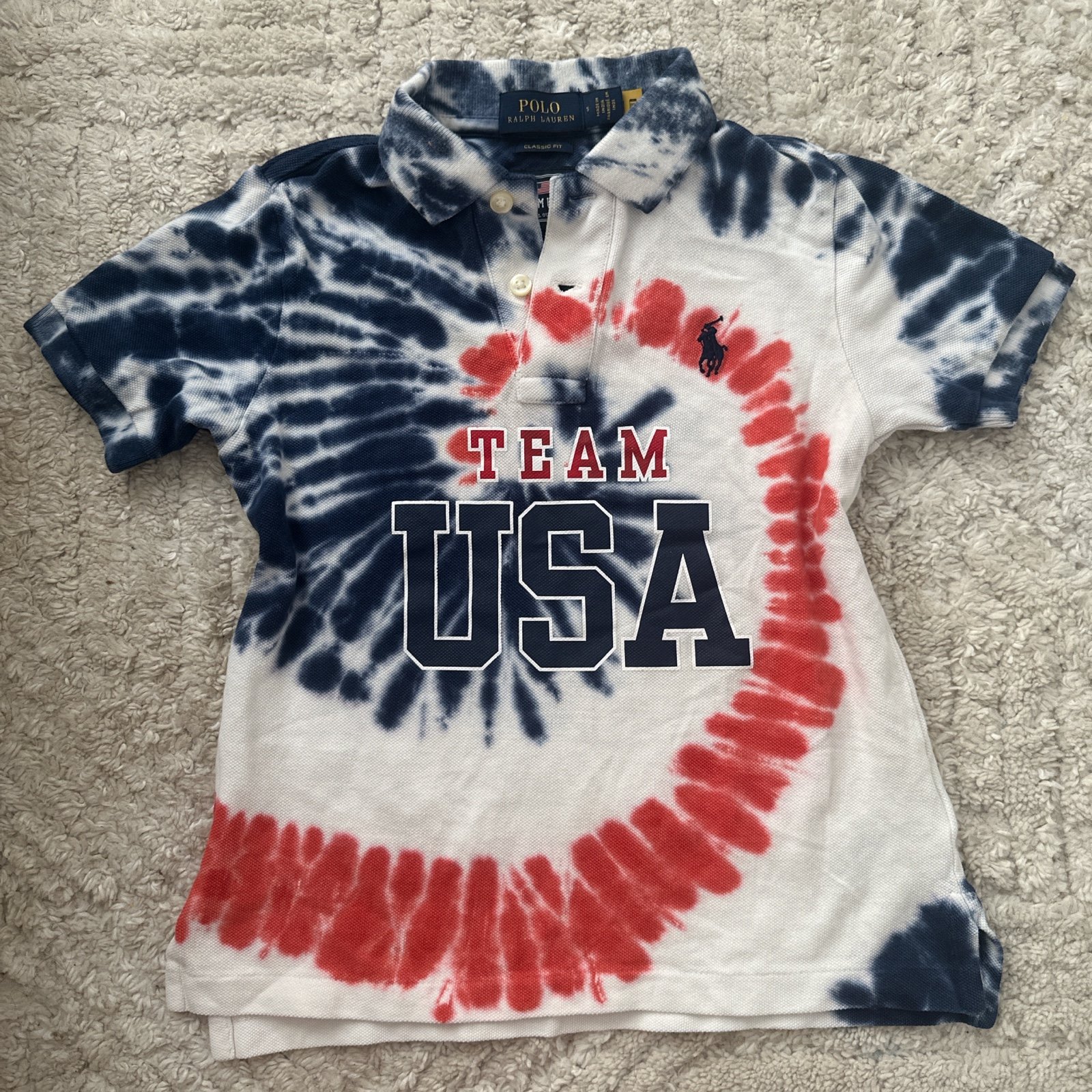 Boys Polo Ralph Lauren USA tie-dye polo shirt