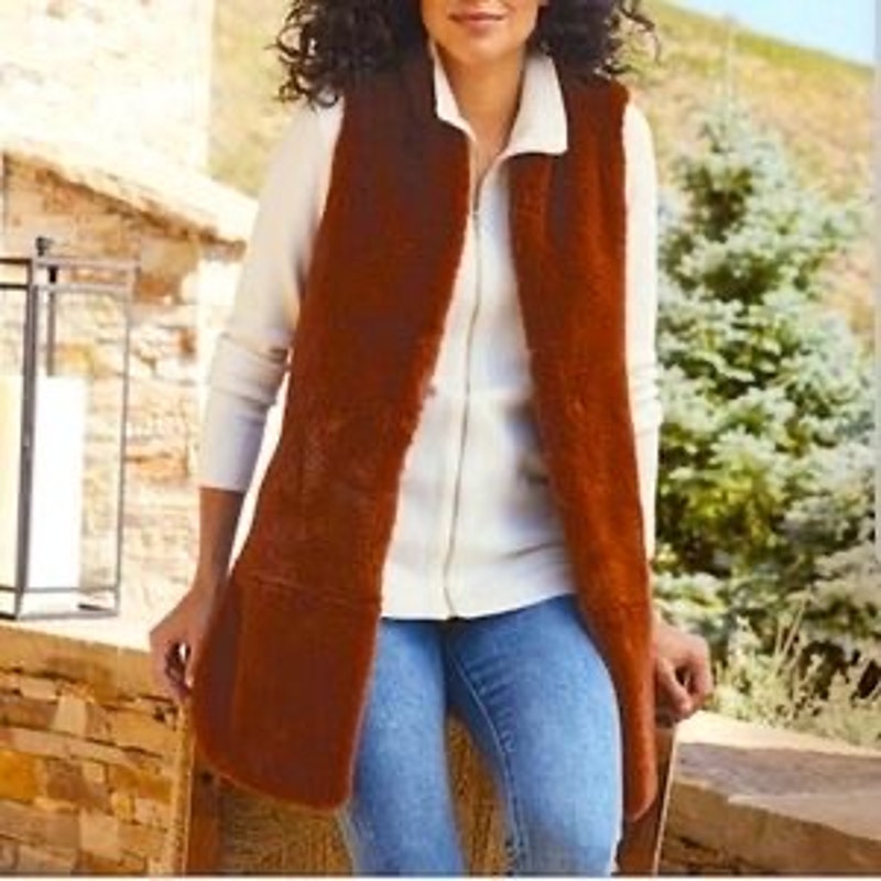 Soft Surroundings Women’s 3X Vest Faux Fur Long Length Sleeveless