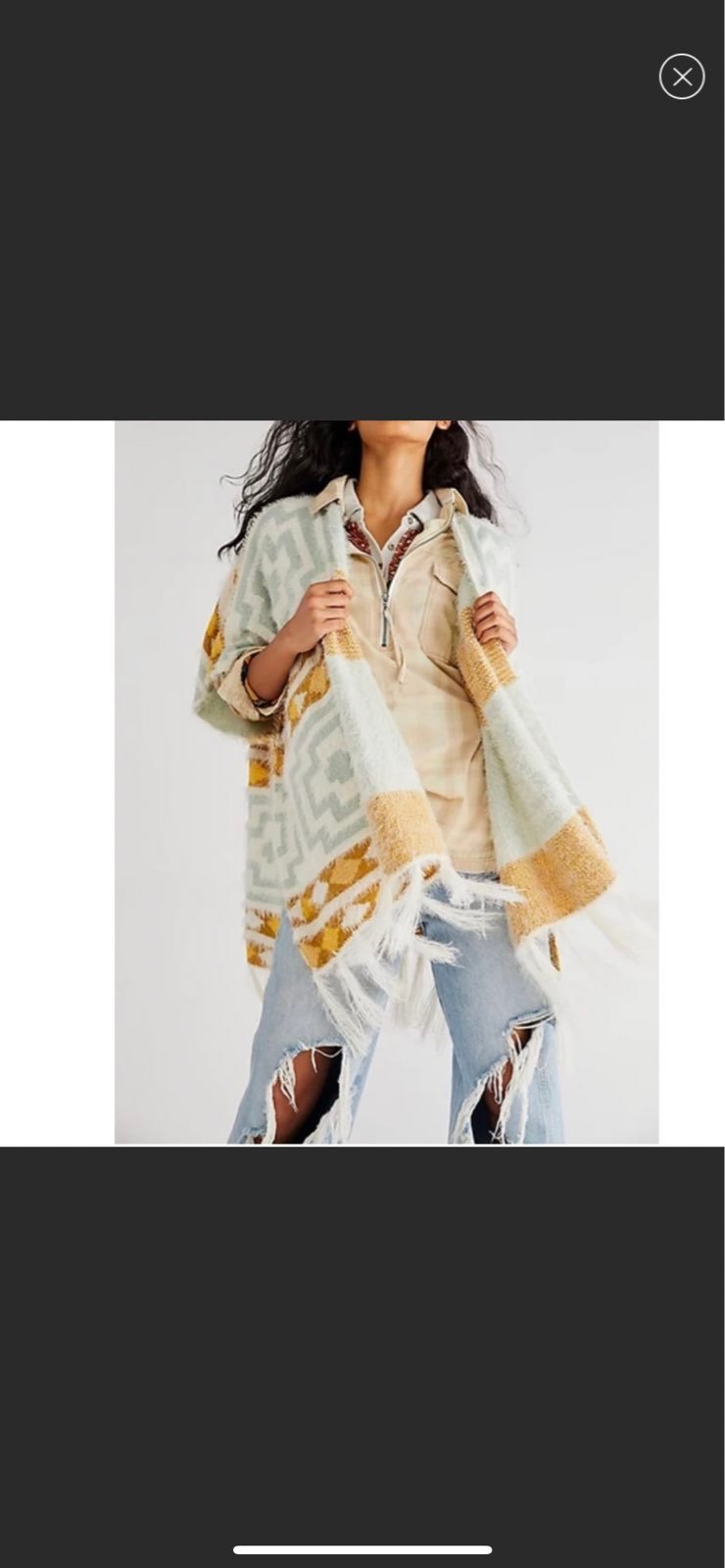 White Kimono Diamondback Cozy Sweater Ivory One Size Poncho/Cape NWT