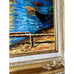 VintageGold Framed Oil Painting, Sailboat Running on Summer Sea Vibrant Blue
