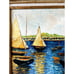VintageGold Framed Oil Painting, Sailboat Running on Summer Sea Vibrant Blue