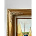 VintageGold Framed Oil Painting, Sailboat Running on Summer Sea Vibrant Blue