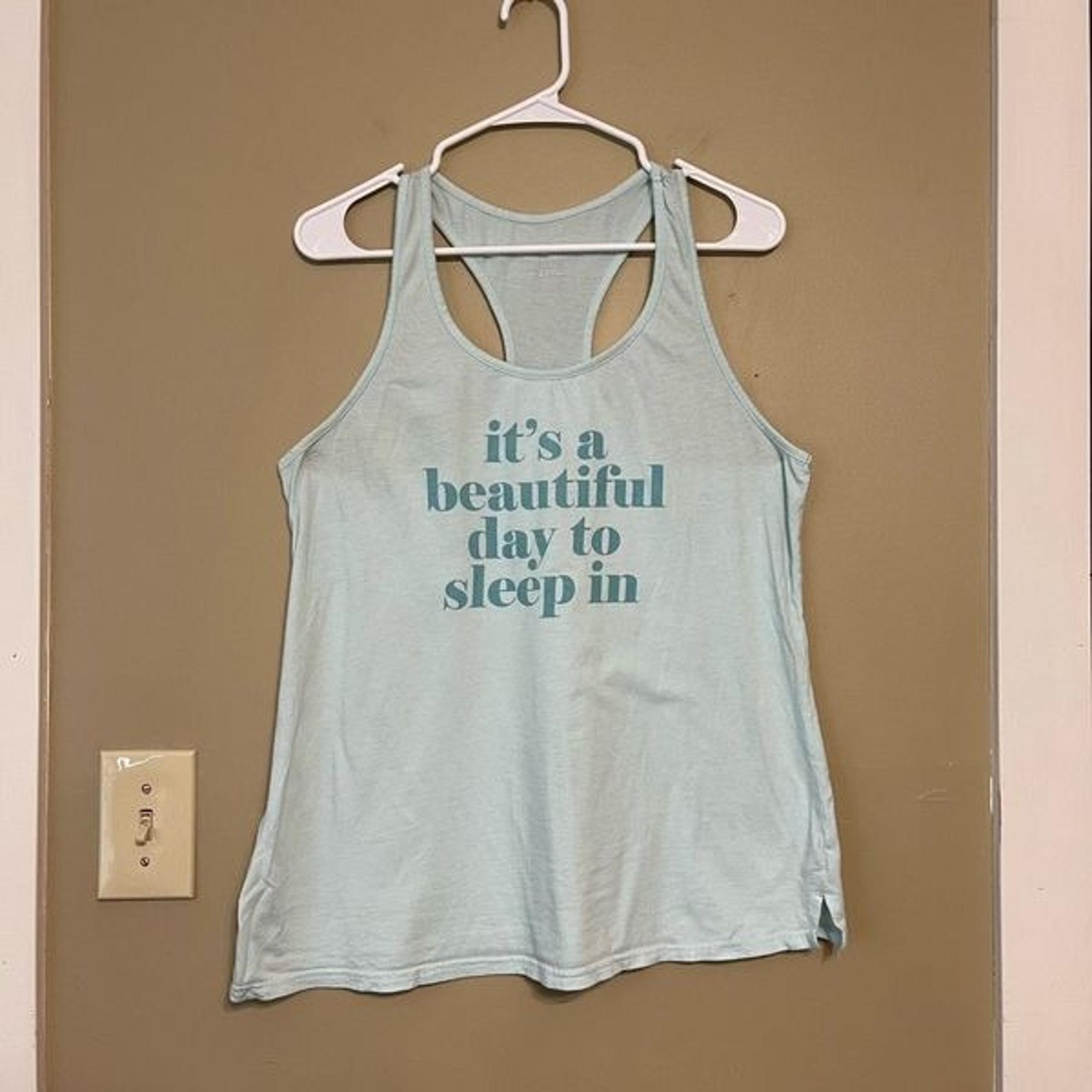 Xhilaration Womens Blue Pajama Tank Top It’s a Beautiful Day to Sleep In Large L