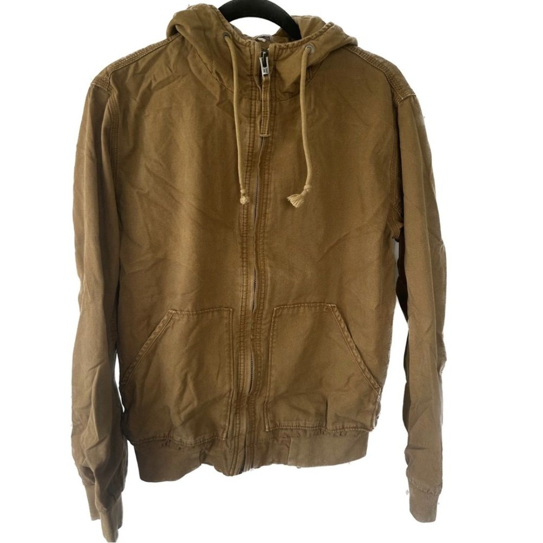 American Eagle Hooded Workwear Utility Canvas Hoodie Drawstring Zip Up Jacket S