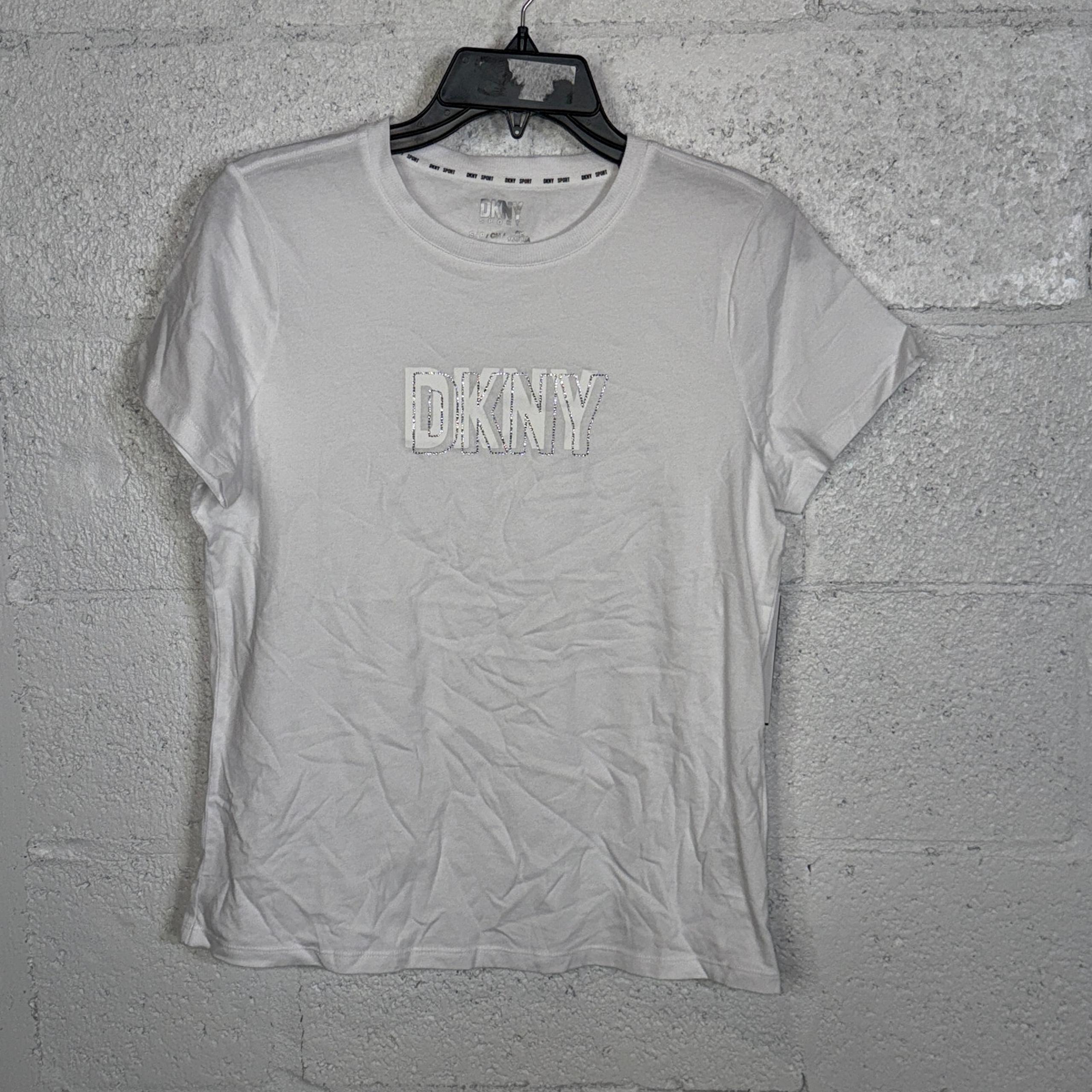DKNY Sport Women's Cotton Embellished-Logo T-Shirt - White Small