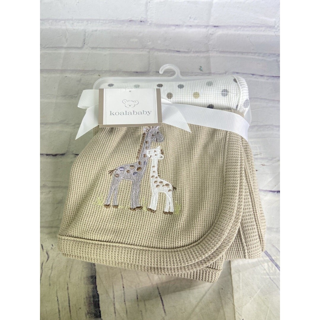 2015 Koala Baby Safari Giraffe Polka Dots Receiving Blankets Lovey Tan Brown NEW