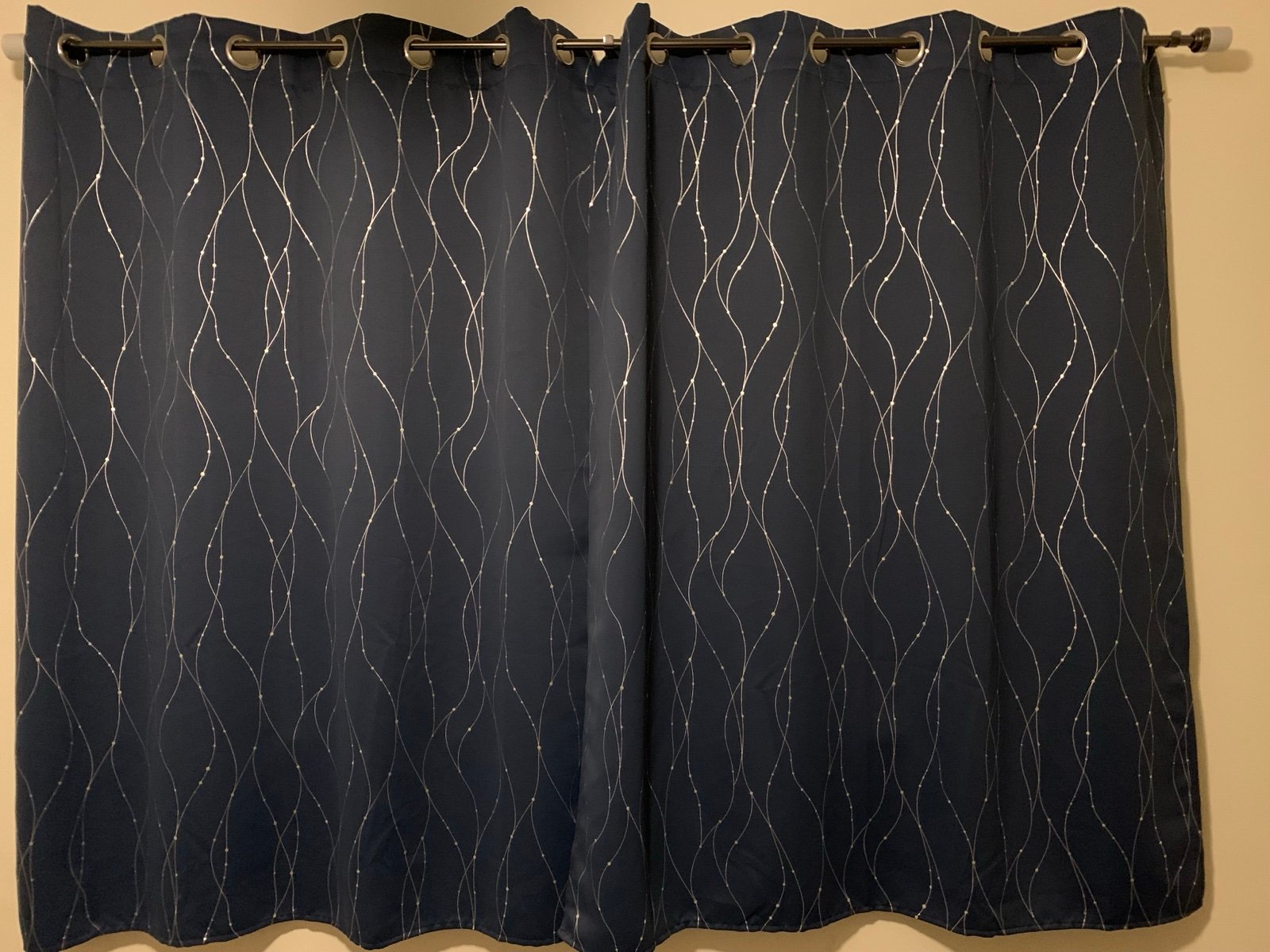 Navy blue and silver blackout curtains (4 panels)