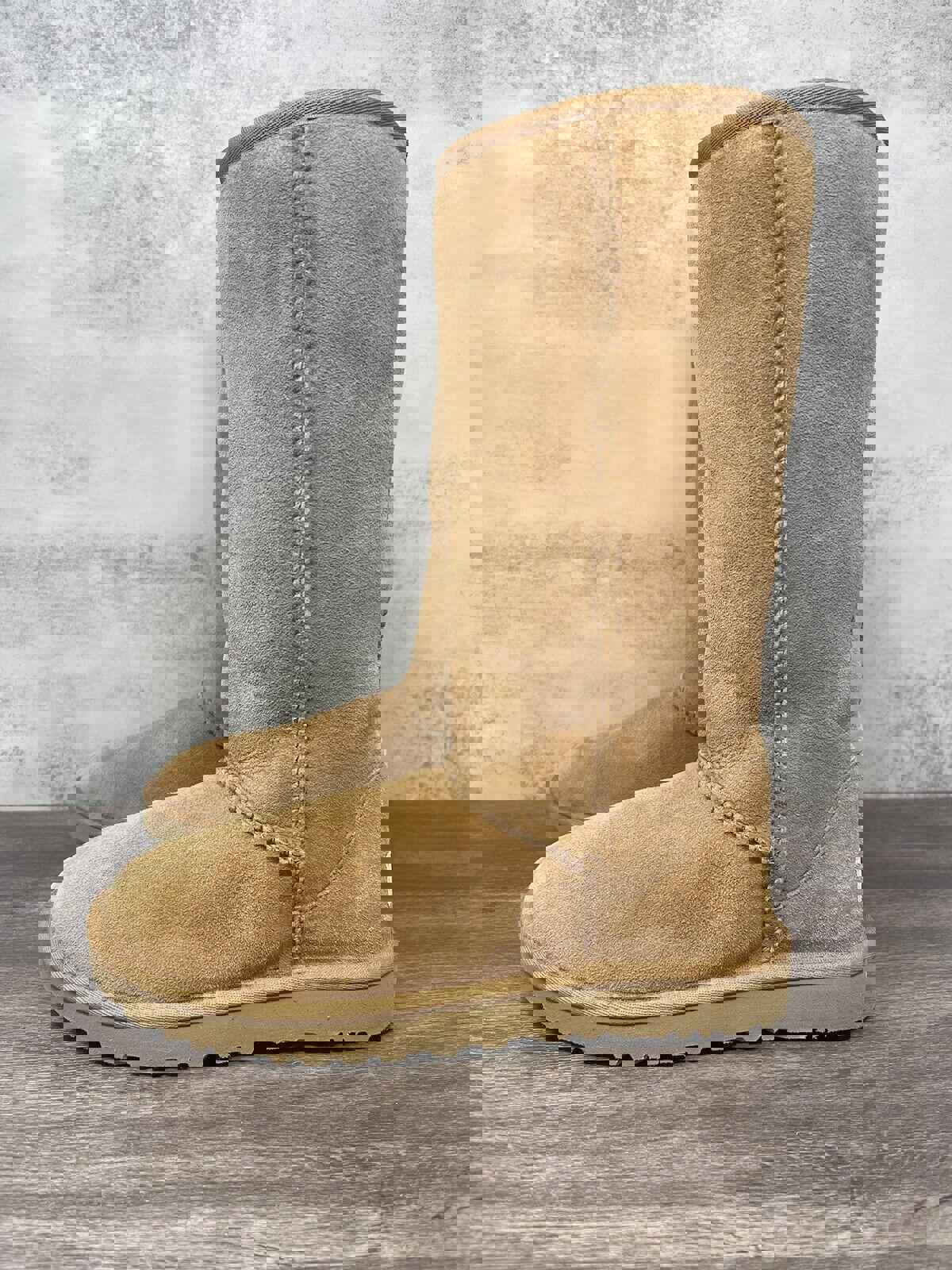 UGG Australia Boots Womens 7 Tall Classic 2 Sheepskin Chestnut Brown Suede Lined