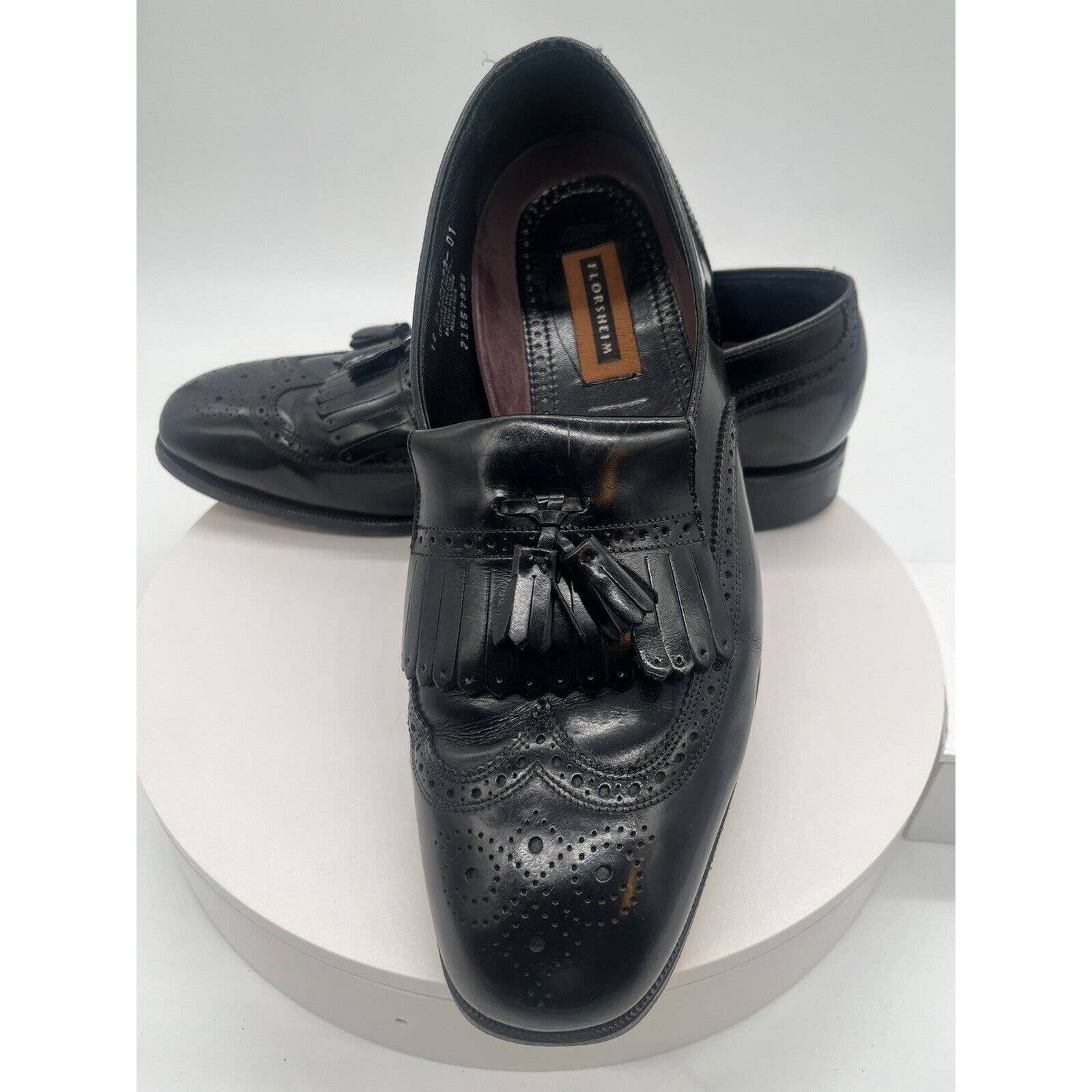 Florsheim Lexington Wingtip Kiltie Tassel Loafers Shoes BLK Mens 12 D 17073-01