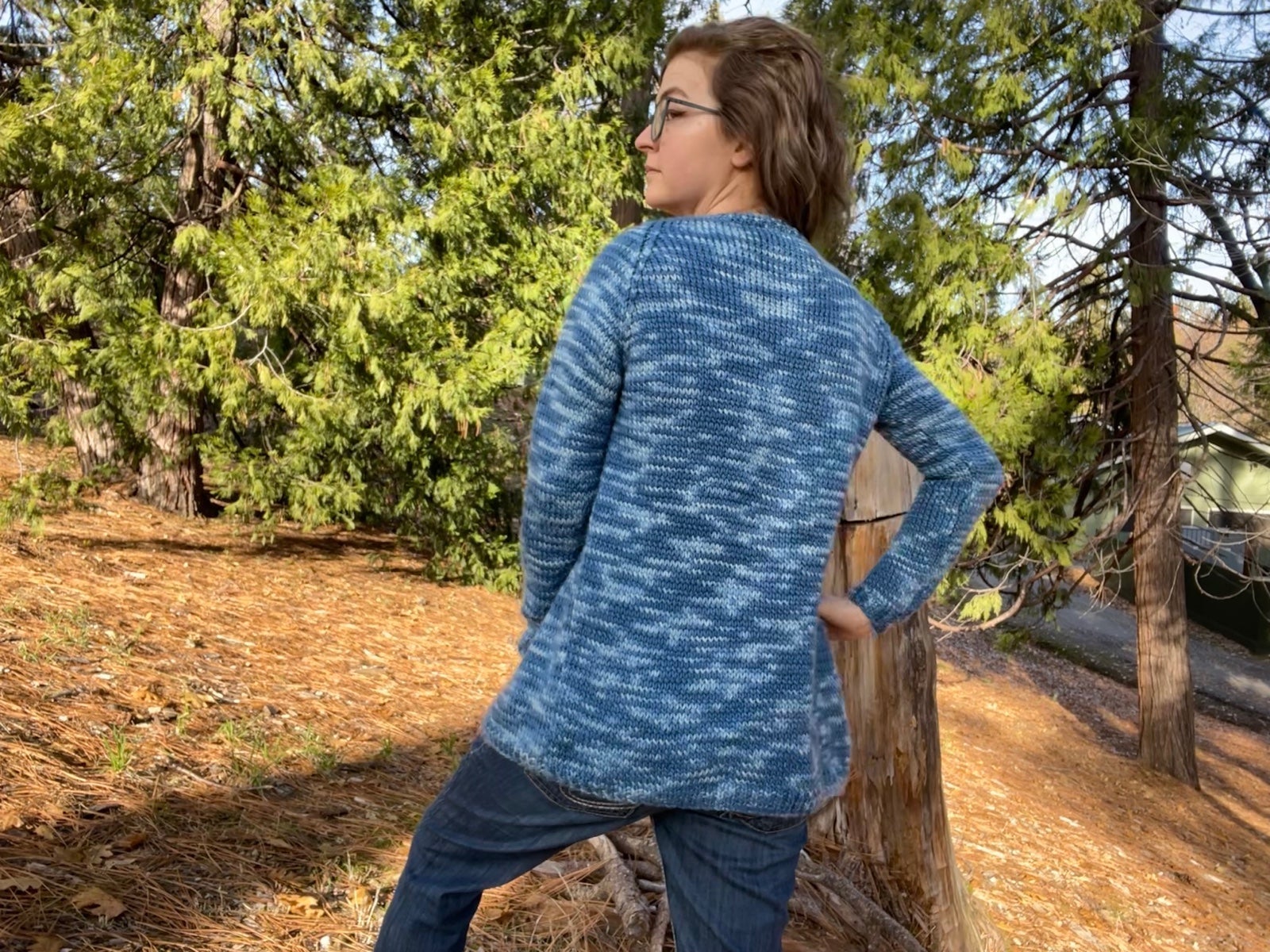 Hand knit 100% Merino Wool Cardigan, size small, yarn color seaside