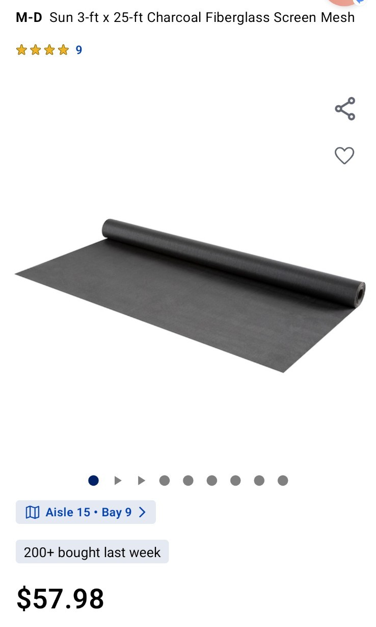 Case Of Four M-D Sun 3ft × 5ft charcoal Fiberglass Screen Mesh