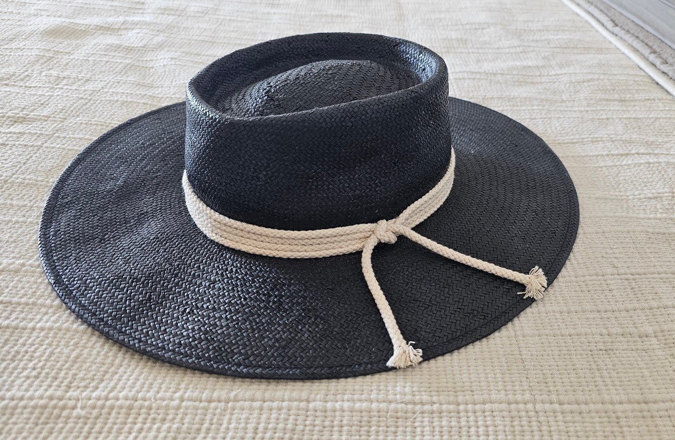 Gigi Pip Bre Pork Pie Black Straw Hat S/M 57